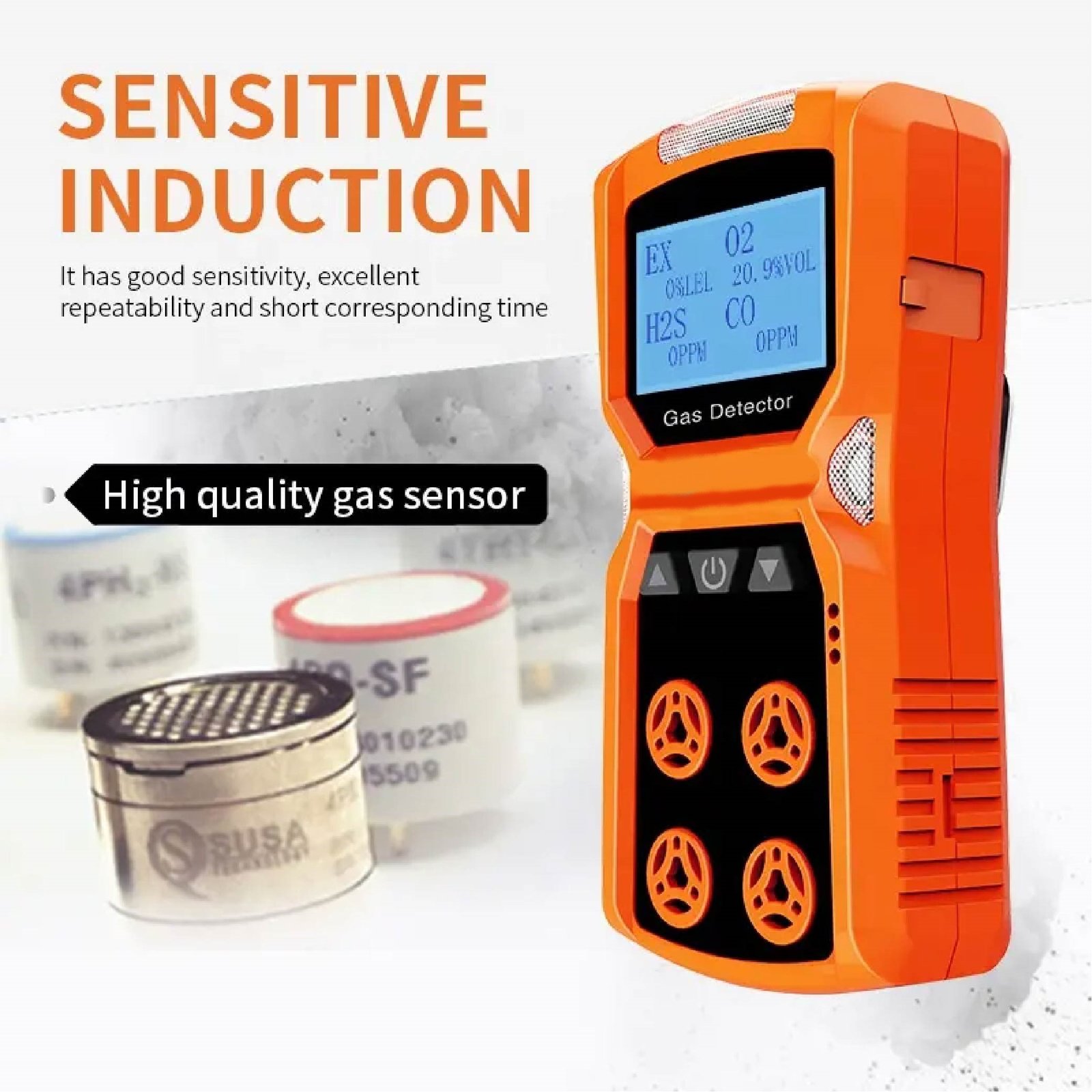 Emissions and Stack Portable CO H2S O2 Ex(LEL) 4 Gases Detector - Image 3