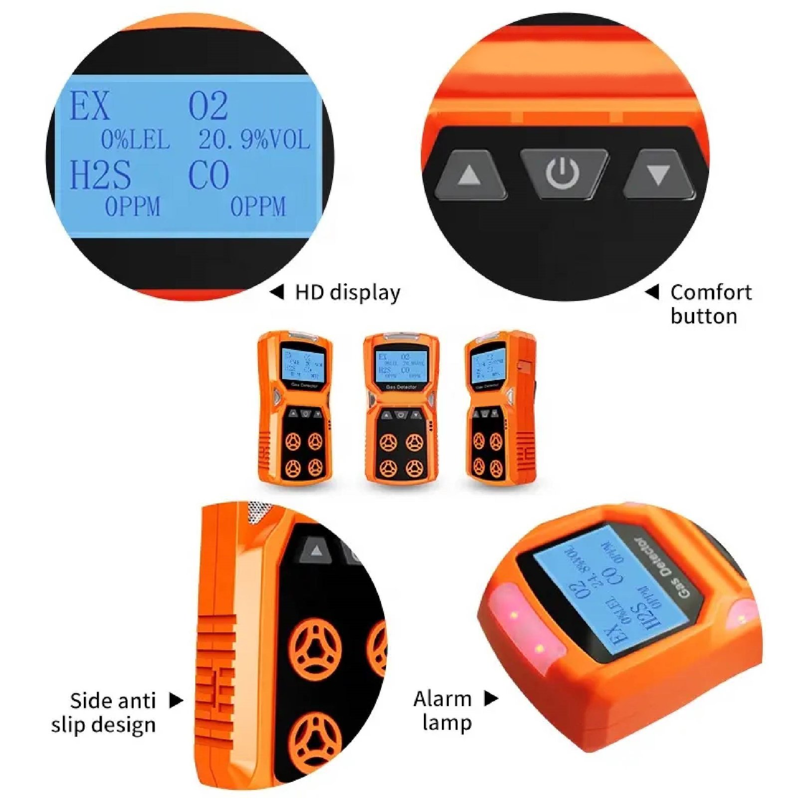 Emissions and Stack Portable CO H2S O2 Ex(LEL) 4 Gases Detector - Image 4