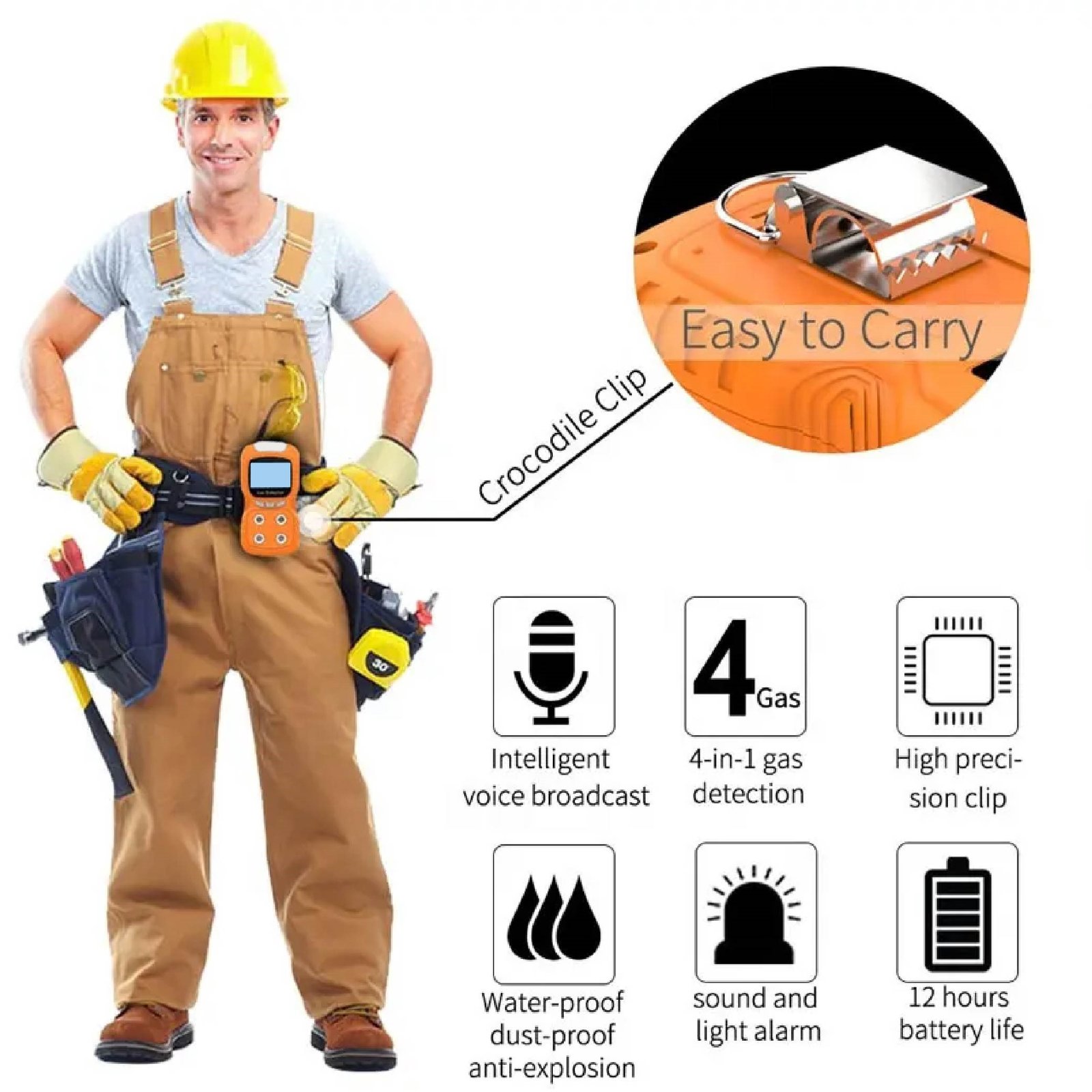 Emissions and Stack Portable Multi Gas Detector 4 Gas Monitor with Micro Clip - Image 2