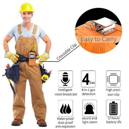 Emissions and Stack Portable Multi Gas Detector 4 Gas Monitor with Micro Clip - Image 3