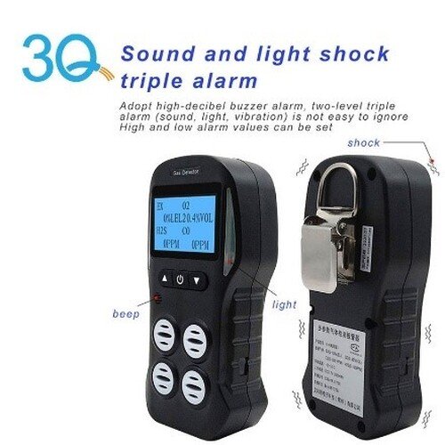 Emissions and Stack Portable Multi Gas Detector Monitor Rechargeable 4 In 1 Gas Meter Tester Analyze - Image 3