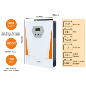 Hybrid MPPT 3KW 4KW5KW 6KW 230 V DC Or AC 48V Solar Power Inverter With Comprehensive Support - Emissions and Stack